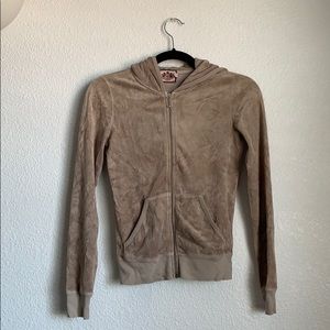 Juicy Couture taupe velour track jacket